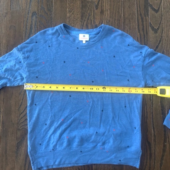 Sundry Women’s 1/Small Dusty Blue Starry Hearts Pima Cotton Pullover Sweatshirt - Picture 10 of 15